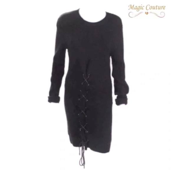 Thakoon Dresses | Thakoon Lace Up Knit Stretch Black Sweater Dress | Color: Black | Size: S | Magiccouture's Closet
